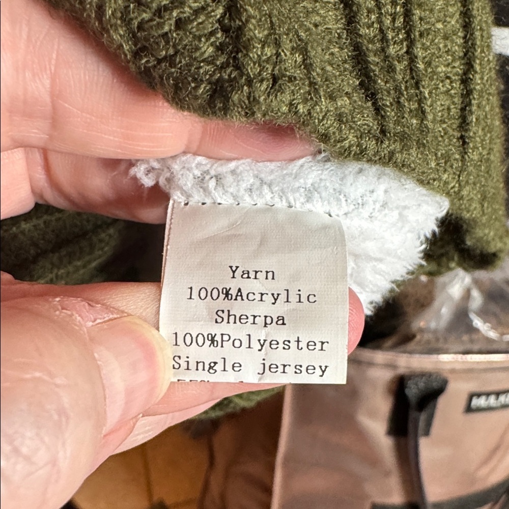 Sidefeel Hooded Cable Knit Cardigan Sherpa Lined Toggle Coat Green Size Large - Picture 13 of 14